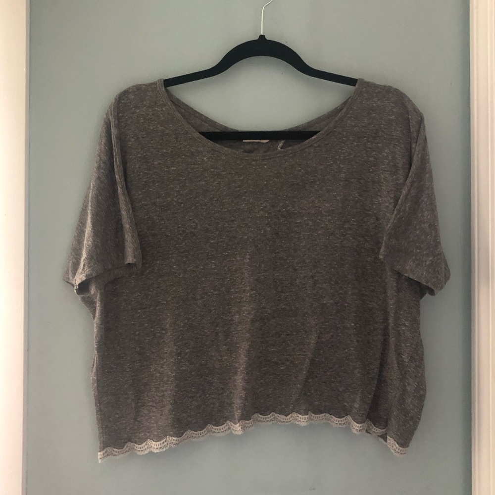 Grey open back crop top